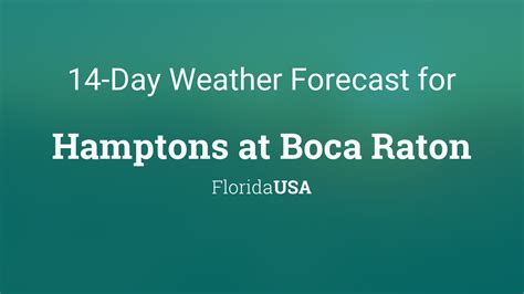 10 day weather boca raton - View the latest weather forecasts, maps, news and alerts on Yahoo Weather. Find local weather forecasts for Boca Raton, United States throughout the world